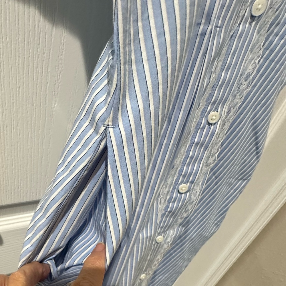 J. Crew Light Blue and White Striped Midi Shirt Dress - Picture 10 of 14